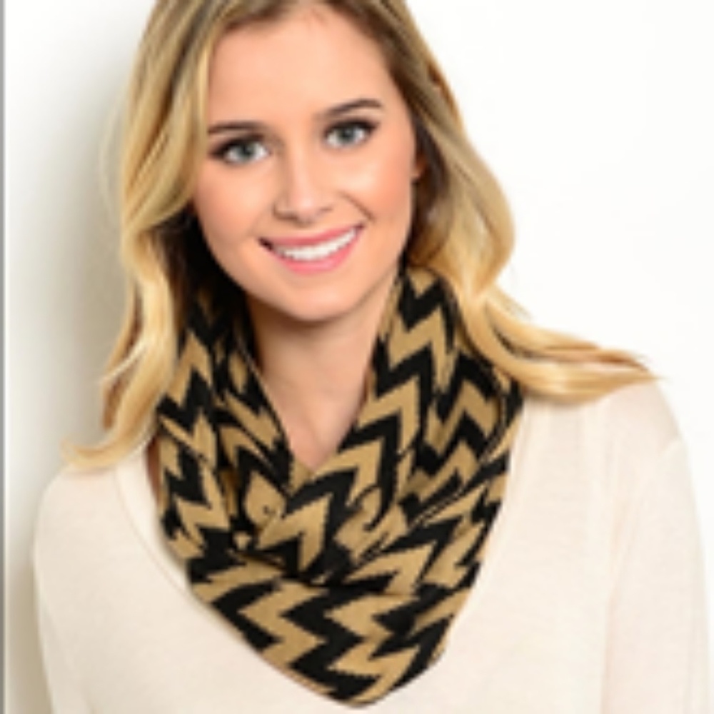 LIGHT BROWN AND BLACK INFINITY SCARF